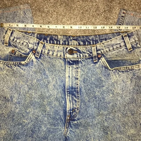 Vintage 80’s Levi’s 350 Orange Tab Acid Wash Jeans / Made in USA / 38x32 - Picture 4 of 10